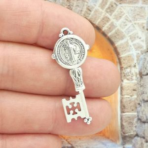 St Benedict key charms bulk in silver pewter