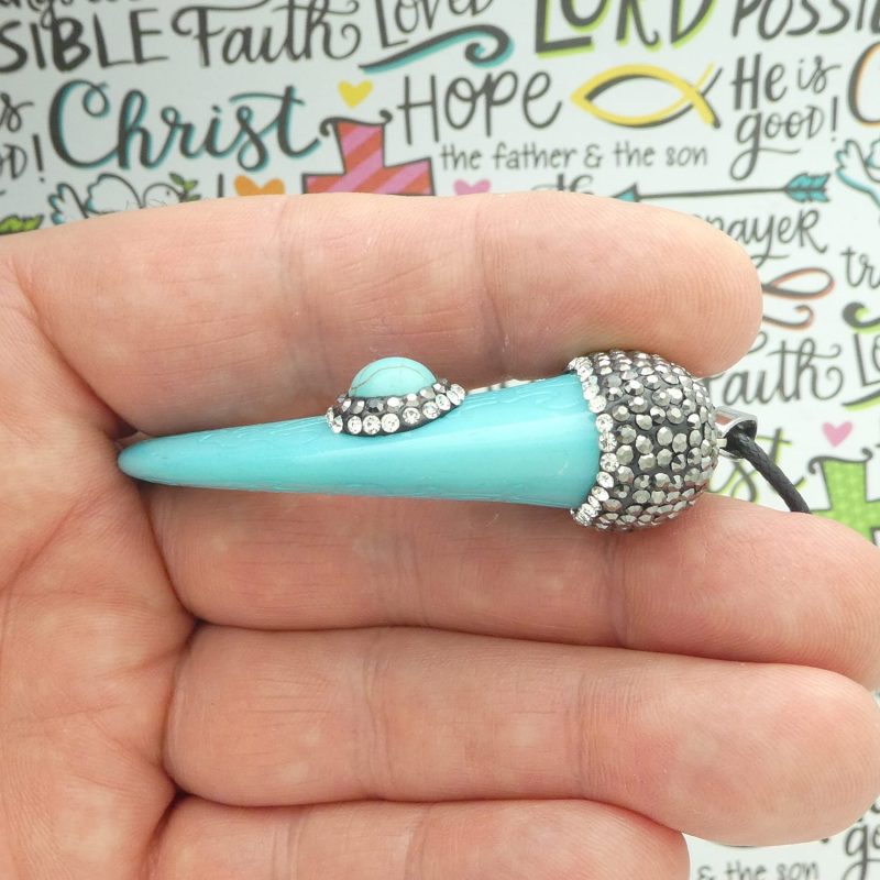 1 Turquoise Tiger Claw Pendants Wholesale with Black Cord in Gift Box by TIJC SP2108 - Image 3