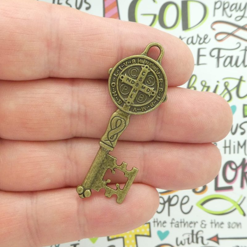 2 St Benedict Key Medal Pendant Bronze by TIJC SP2111 - Image 4