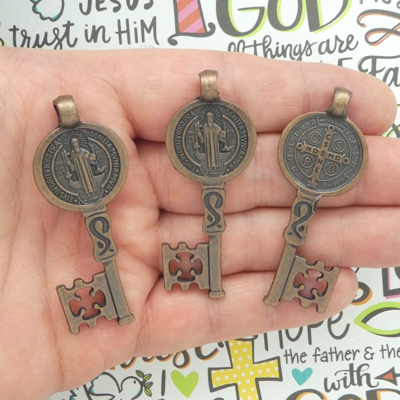 St Benedict key medals bulk in copper pewter multi
