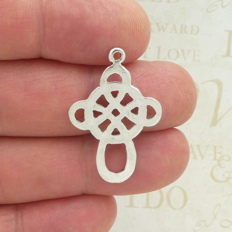 2 Silver Celtic Cross Charm Pendant 32x22mm by TIJC SP0711 - Image 4