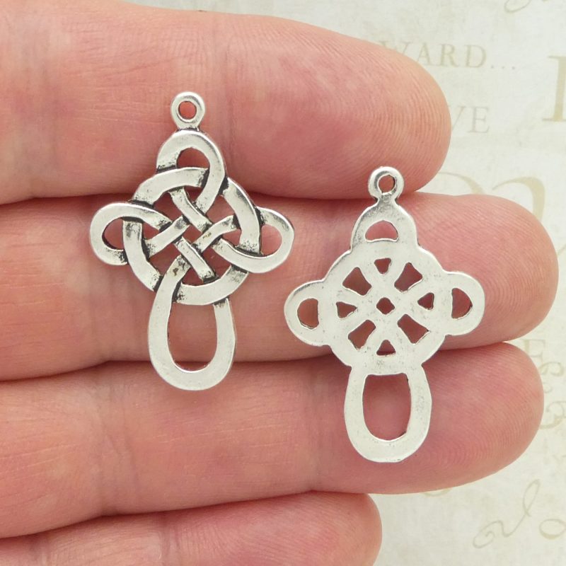 celtic cross charms bulk in silver front and back