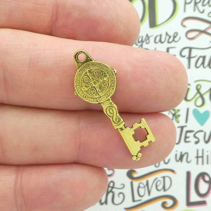 6 St Benedict Medal Key Charms Gold Small by TIJC SP2110 - Image 3
