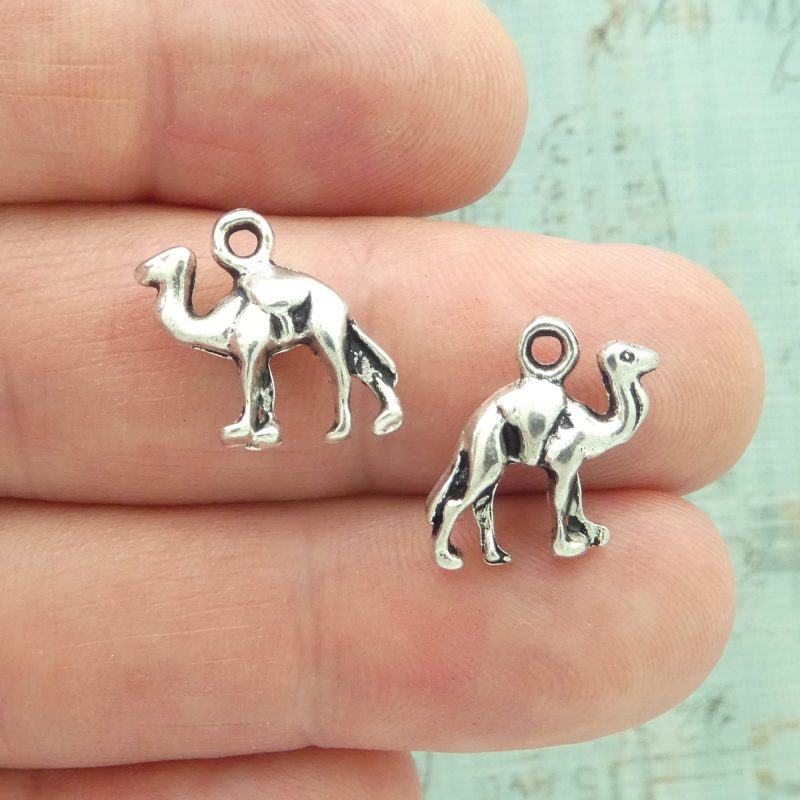 camel charms bulk in silver front and back
