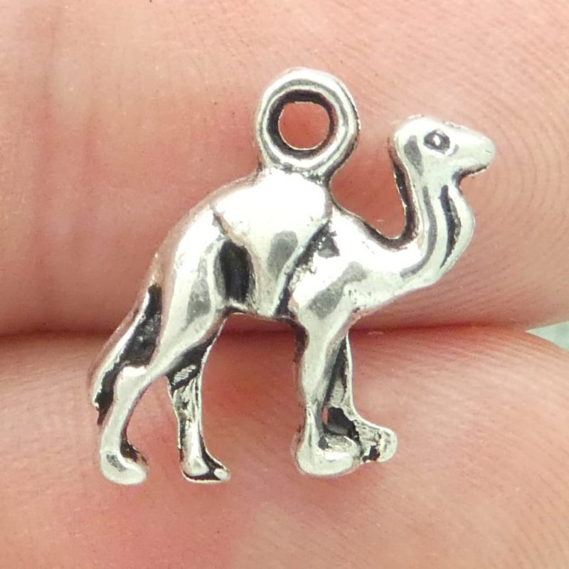 camel charms bulk in silver closeup