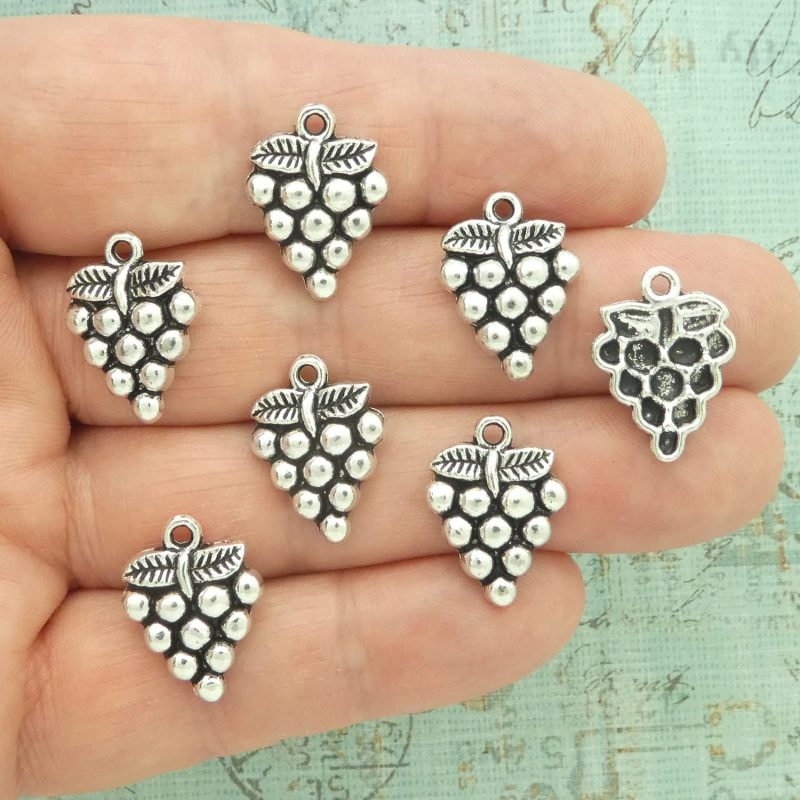 grape cluster charms bulk in silver multi