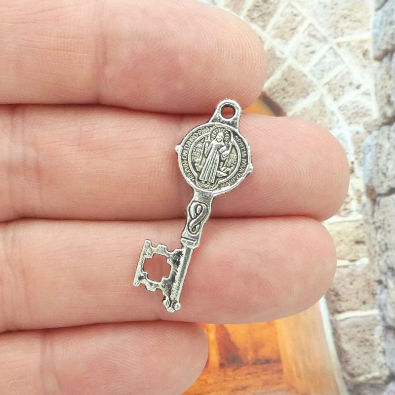 St Benedict key medals bulk in silver small