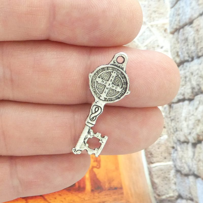 6 St Benedict Medal Key Charms Silver Small by TIJC SP2117 - Image 4