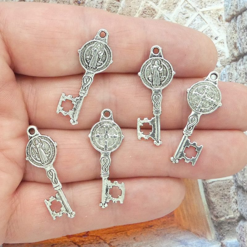 St Benedict key medals bulk in silver small multi
