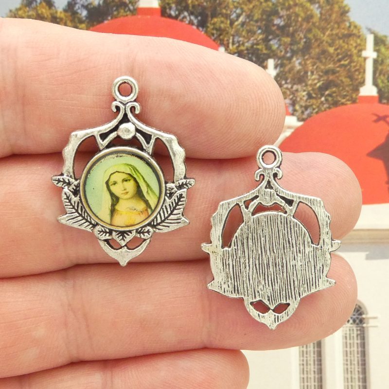 Sacred Heart of Mary Charms bulk in silver front and back