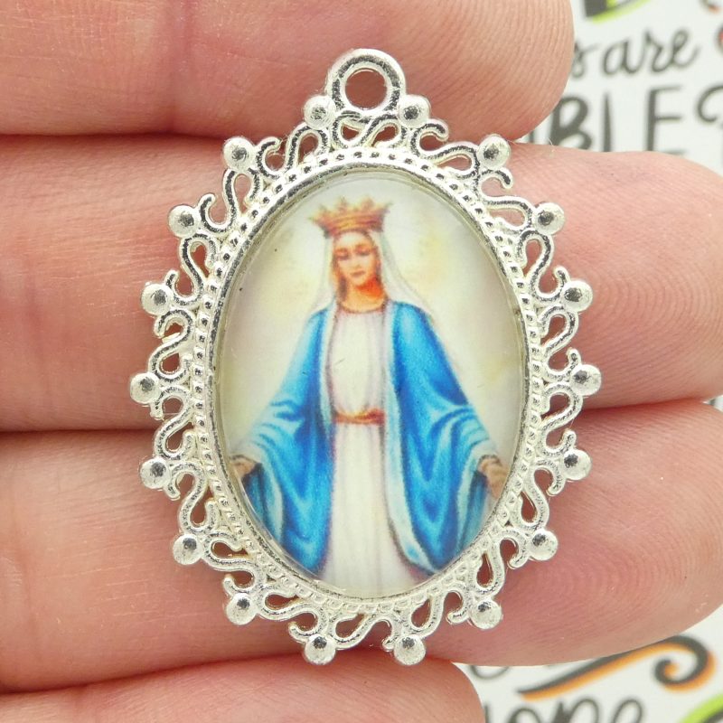 Our Lady of Grace pendants bulk in silver closeup