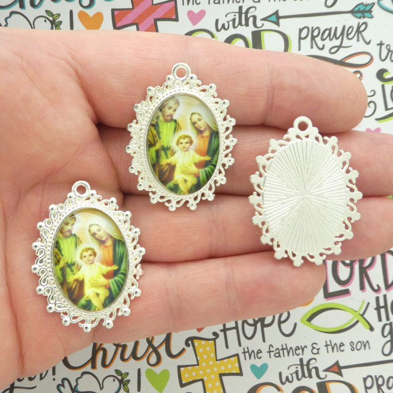 Holy Family pendants in silver multi