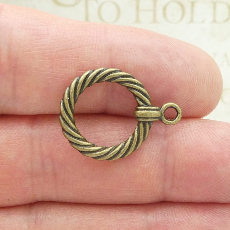 rope toggle clasp bulk in bronze pewter circle