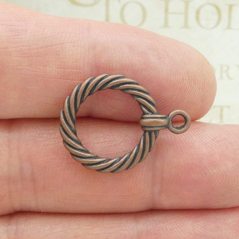 rope toggle clasp bulk in bronze pewter circle