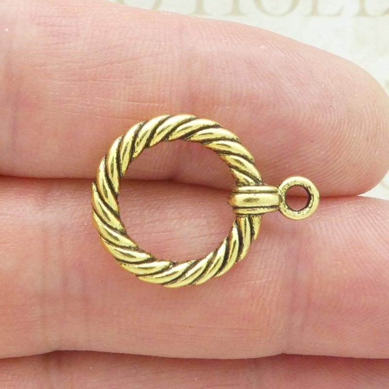 6 Sets Rope Round Gold Toggle Clasp 24x18mm by TIJC SPT016 - Image 3
