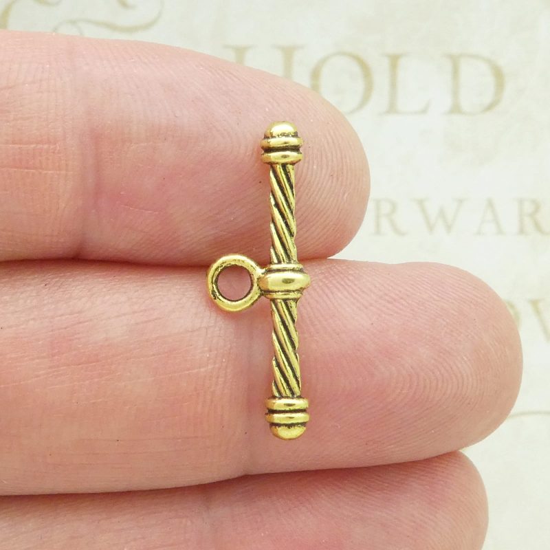 6 Sets Rope Round Gold Toggle Clasp 24x18mm by TIJC SPT016 - Image 4