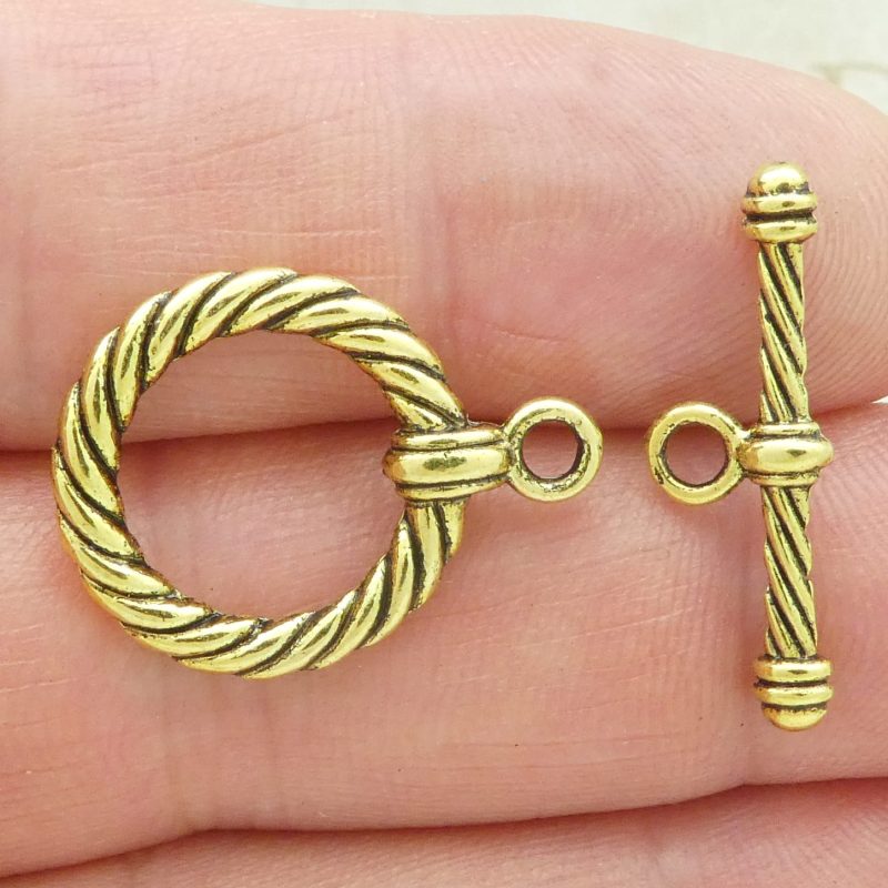 rope toggle clasp bulk in gold pewter closeup