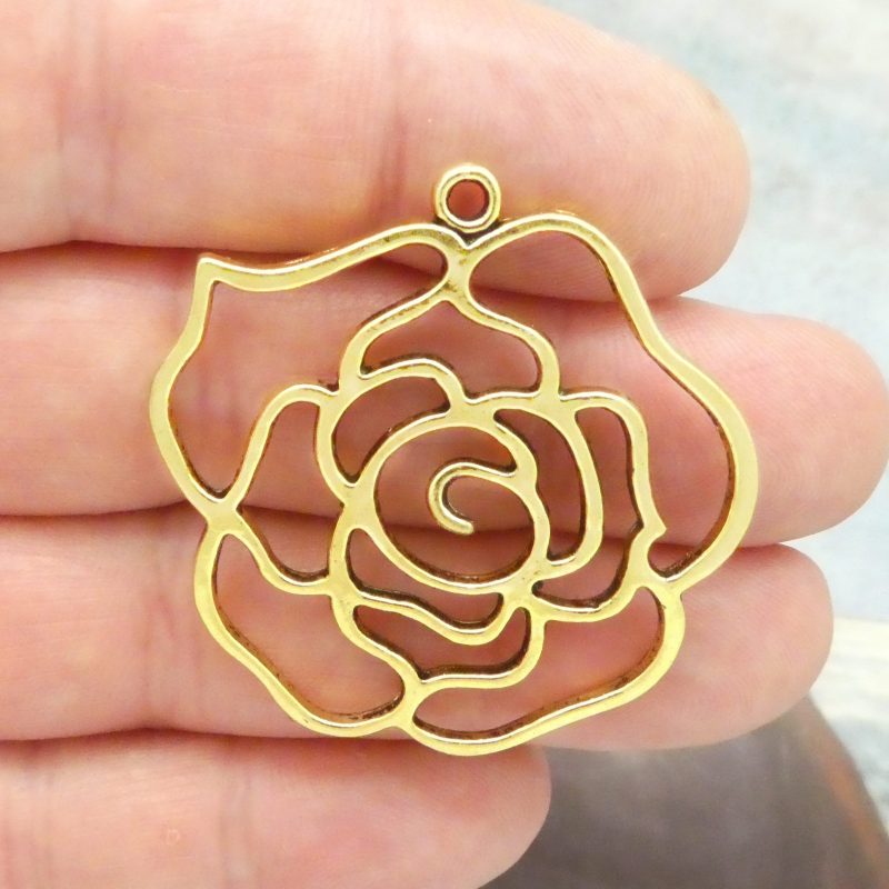 gold rose pendants for jewelry making