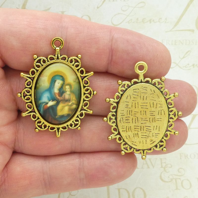 Virgin Mary and Baby Jesus Medals Bulk front and back