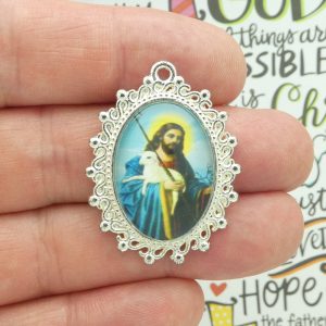 Jesus and Lamb Pendants wholesale in silver