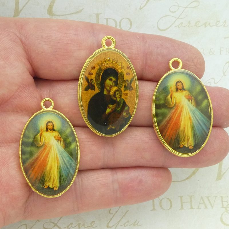 Our Lady of Perpetual Help Pendants and Sacred Heart of Jesus Pendant multi