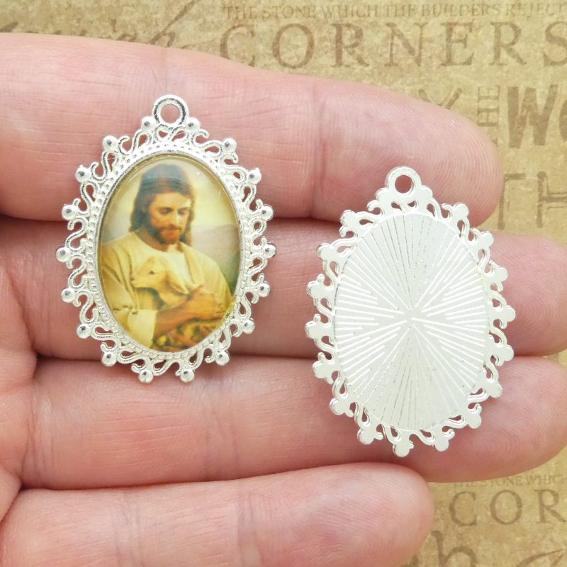 Jesus and Lamb Pendants bulk in silver front and back