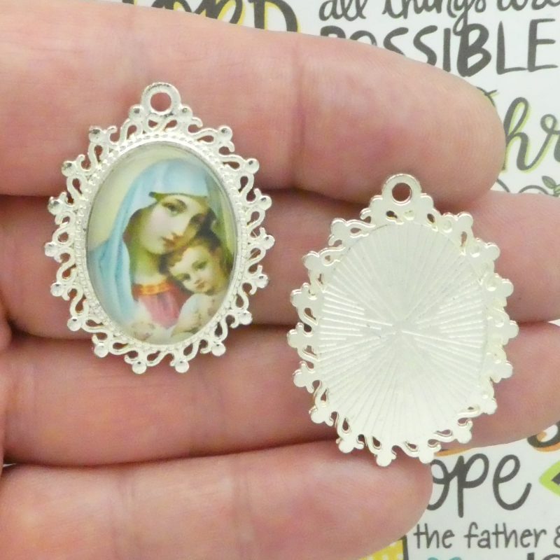 Mother Mary with Infant Jesus Pendants Bulk front and back