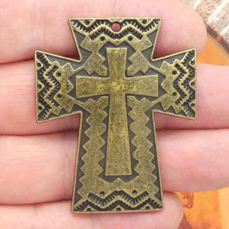bronze southwest cross pendants bulk closeup