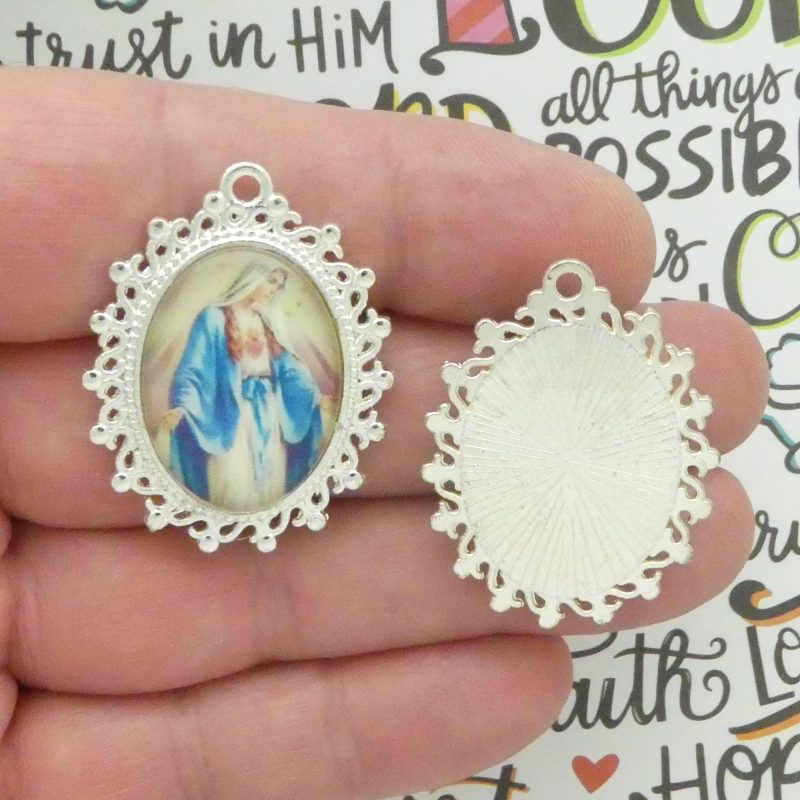 Our Lady Of Fatima Pendants Bulk in silver front and back