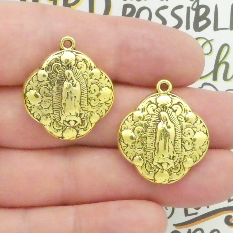 Our Lady of Guadalupe Medals Bulk in Gold front and back