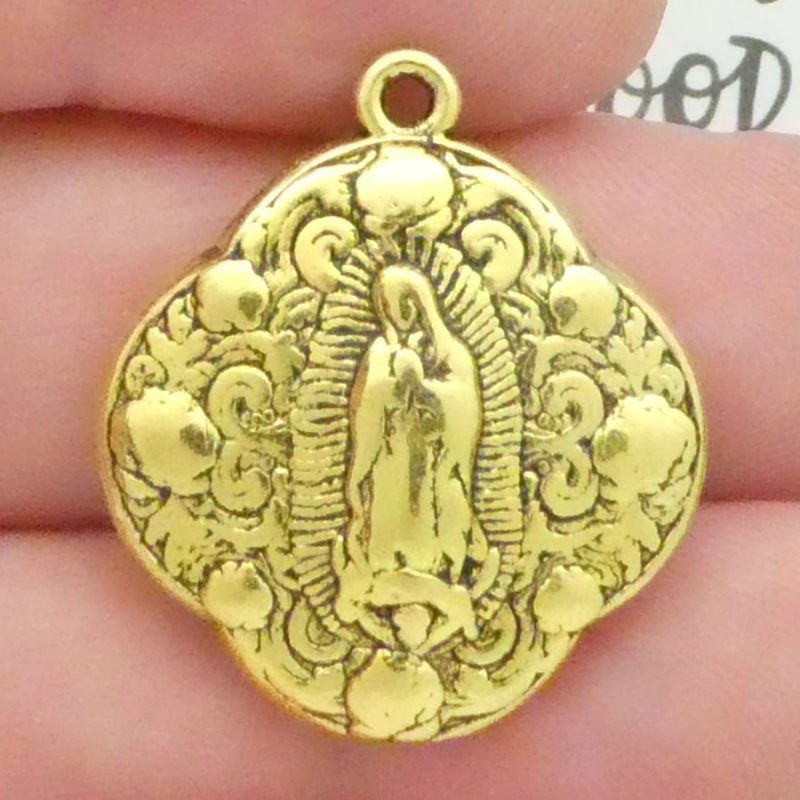 Our Lady of Guadalupe Medals Bulk in Gold closeup