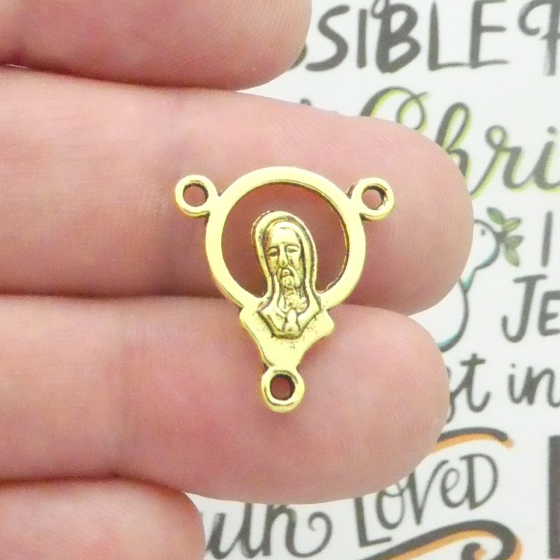 6 Virgin Mary Rosary Center Medal Gold by TIJC SP2133 - Image 3