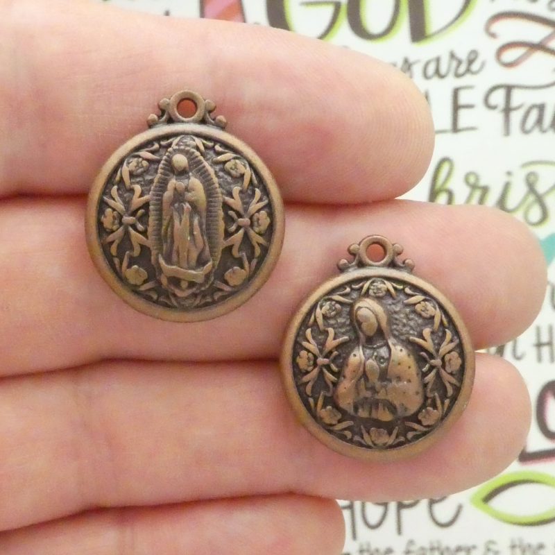 our lady of guadalupe pendants bulk in copper pewter front and back