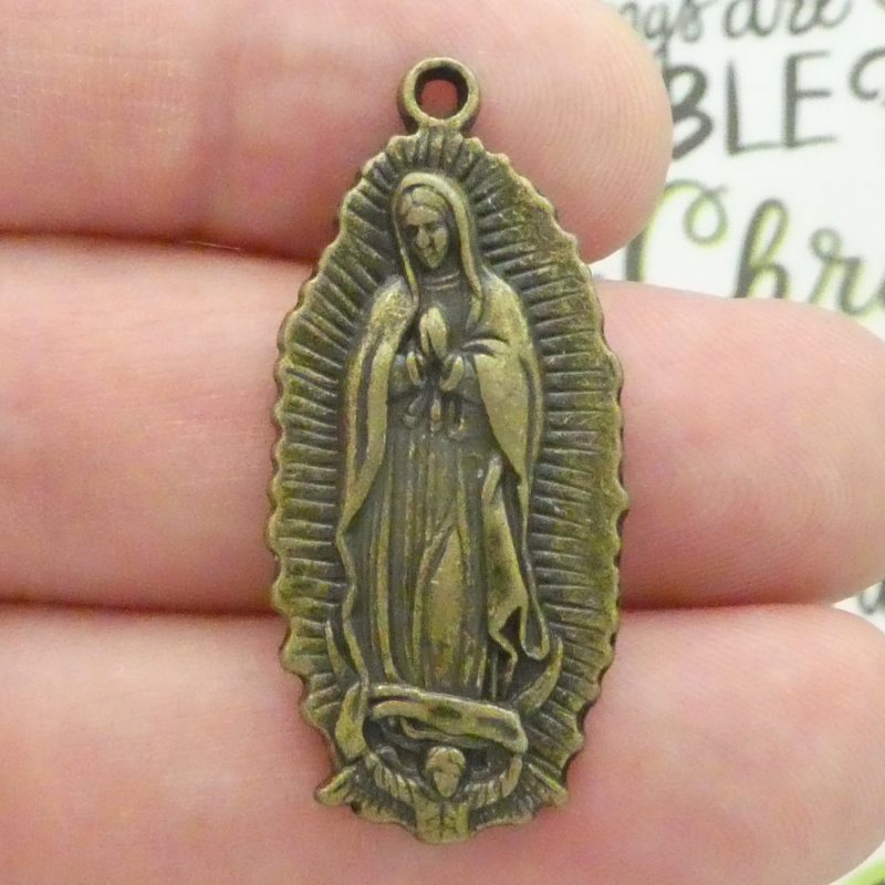 Our Lady of Guadalupe Medals bulk in bronze pewter closeup