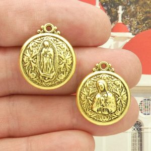 our lady of guadalupe pendants bulk in gold pewter front and back