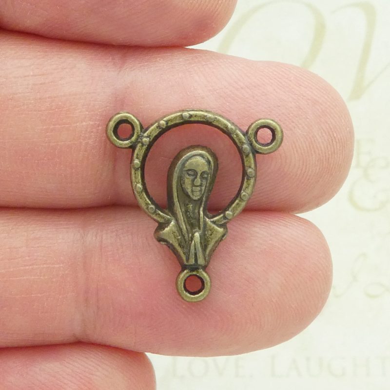 Virgin Mary rosary centerpiece bulk in bronze