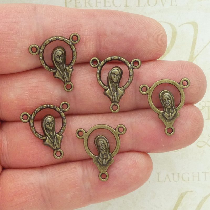 Virgin Mary rosary centerpiece bulk in bronze multi