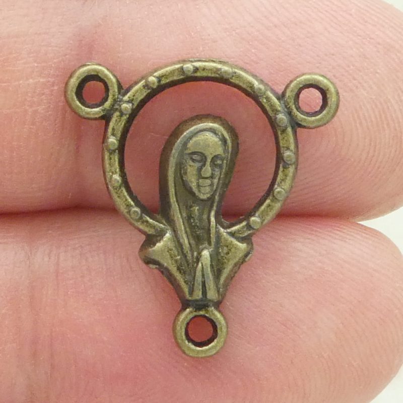 Virgin Mary rosary centerpiece bulk in bronze closeup