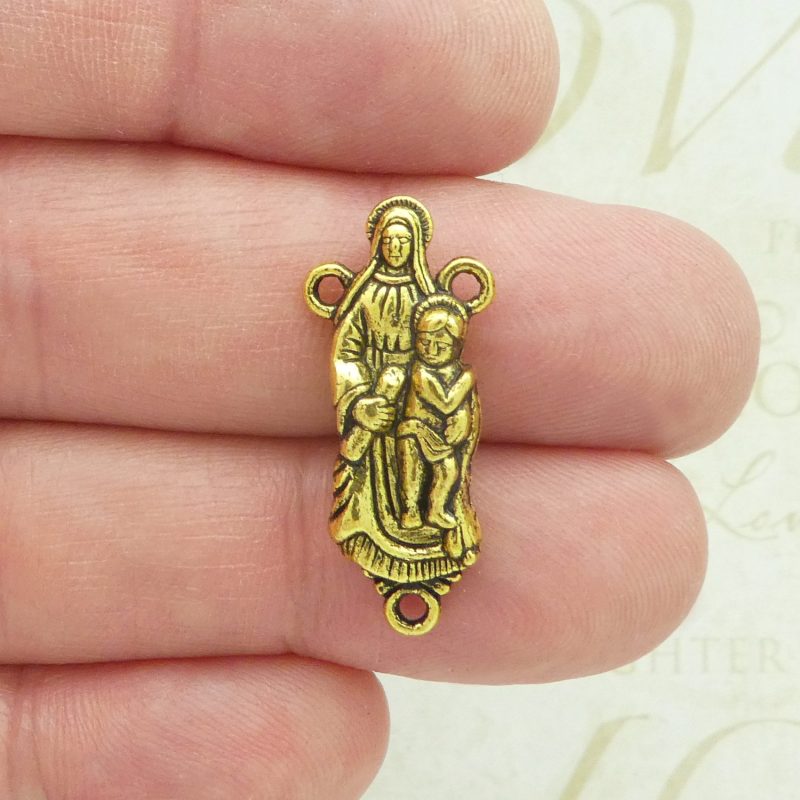 gold Our Lady rosary centerpieces bulk
