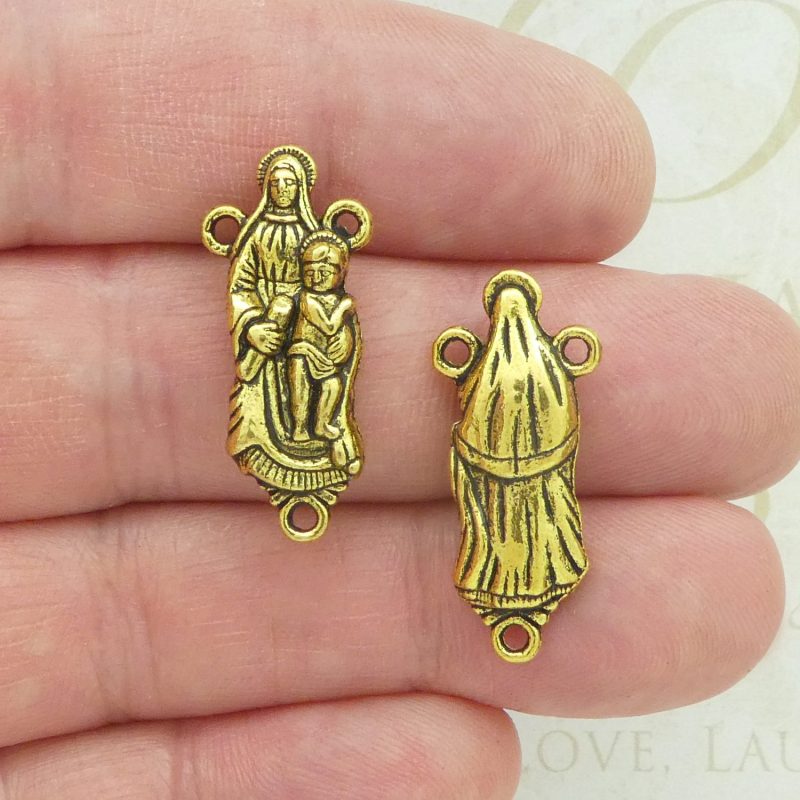 Our Lady rosary centerpieces in gold