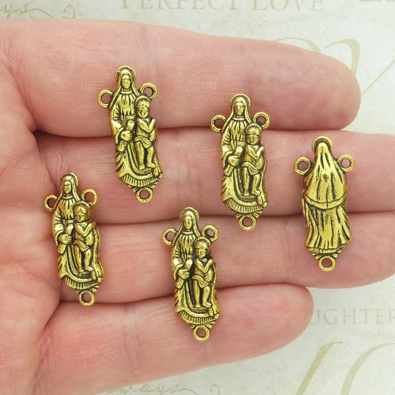 gold Our Lady rosary center supplies