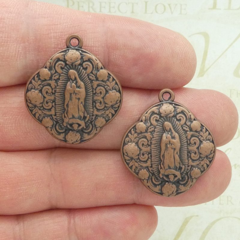 Our Lady of Guadalupe medallions bulk in copper pewter front and back