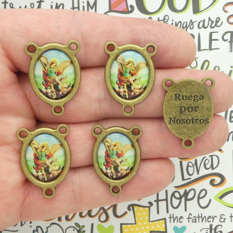 Spanish St Michael Rosary Centerpieces Bulk in Bronze multi
