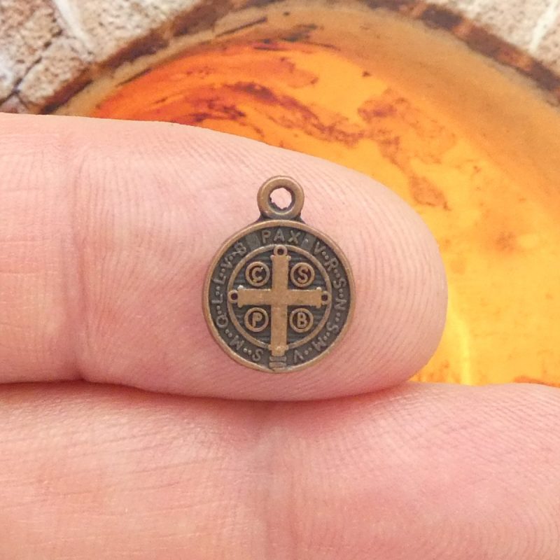 Bulk 60 Tiny Copper St Benedict Charm by TIJC SP1037B - Image 4