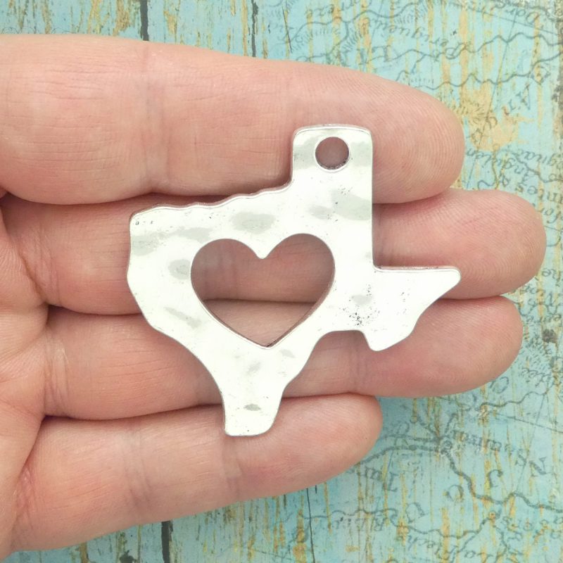 1 I Love Texas Charm Pendant Silver with Heart 50x50mm by TIJC SP2148 - Image 3