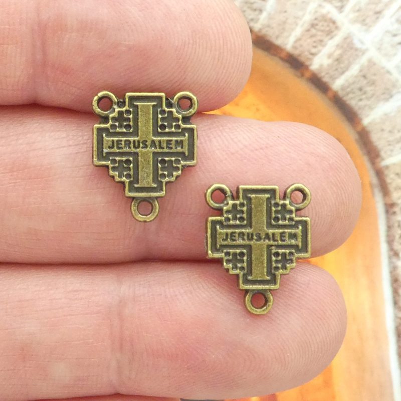 jerusalem cross rosary centers bulk in bronze pewter