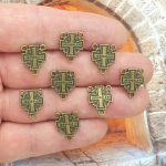 jerusalem cross rosary centerpieces in bronze pewter