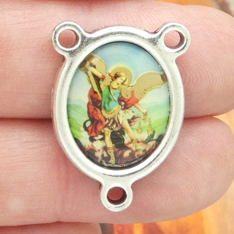 Spanish St Michael Rosary Centerpieces for jewelry making in silver