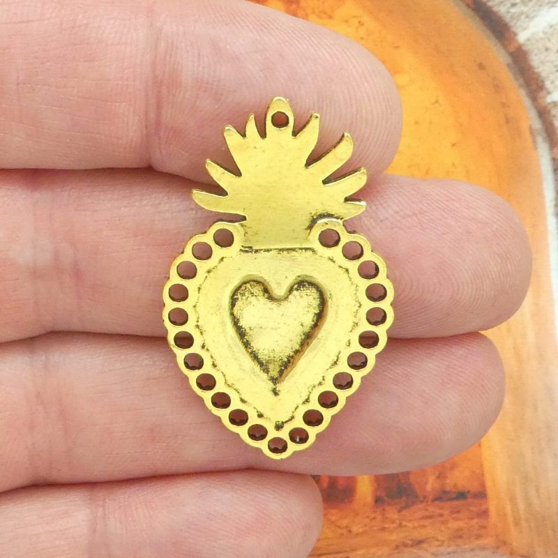 2 Sacred Heart of Jesus Pendants Gold by TIJC SP2153 - Image 4