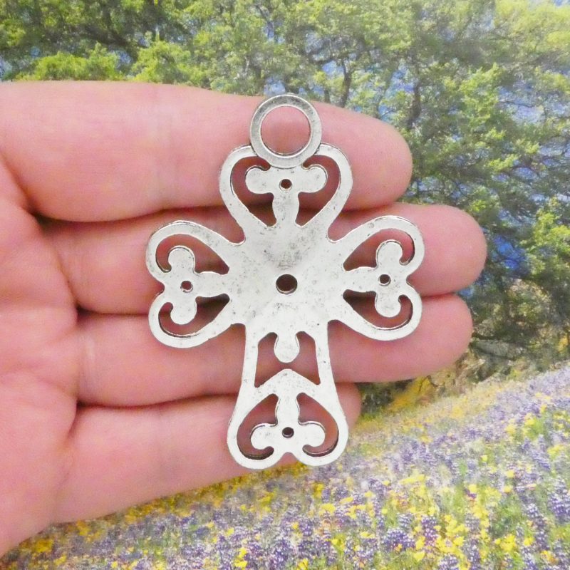 1 Heart Cross Charm Pendant Silver by TIJC SP1345 - Image 3